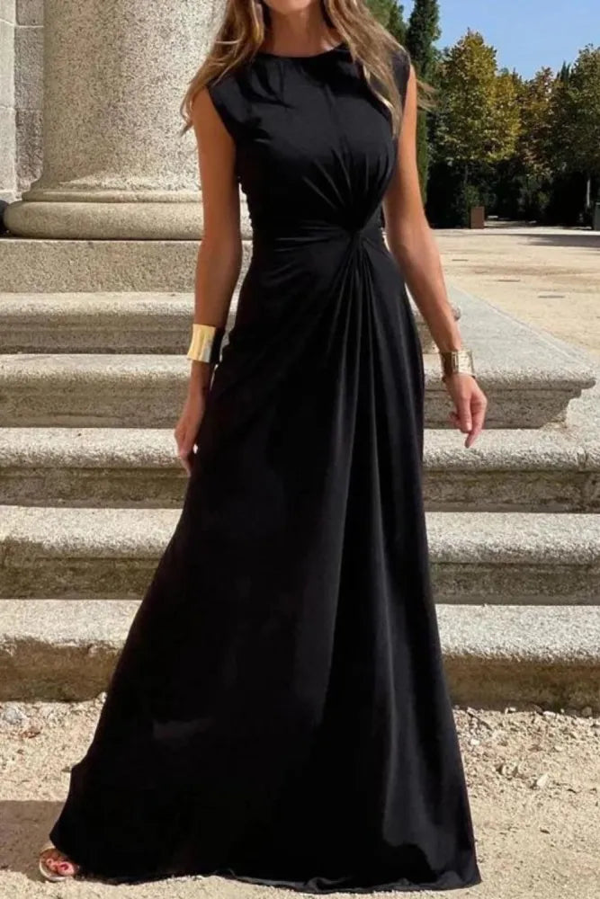 Elegantes Langkleid mit Langen Ärmeln, Revers und Unifarbenem V-Ausschnitt für Damen