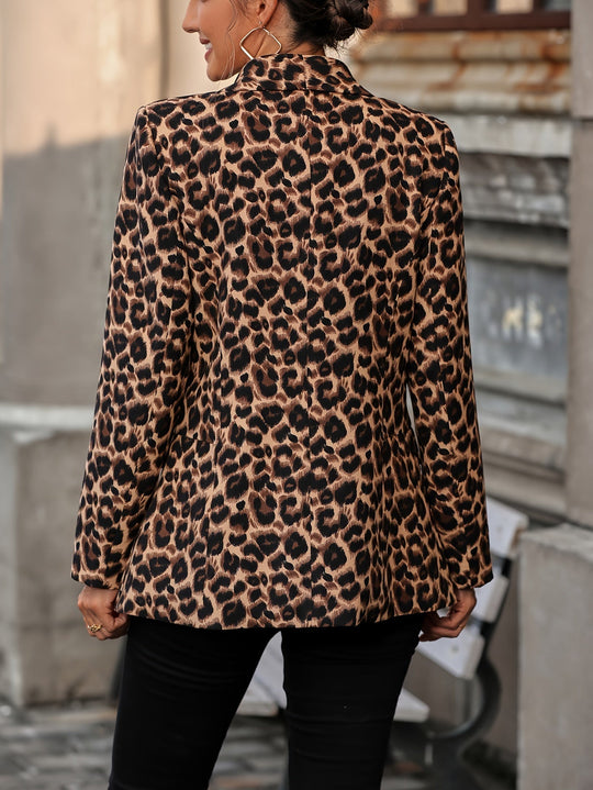 Eleganter Business Langblazer mit Leopardenmuster für alle Jahreszeiten