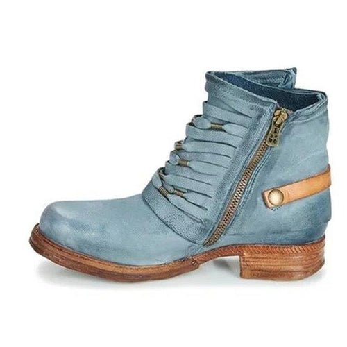 Retro Stiefeletten mit Blockabsatz und Reißverschluss
