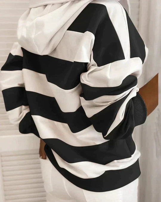 Hoodie - Damen Herbst Gestreifter Hoodie