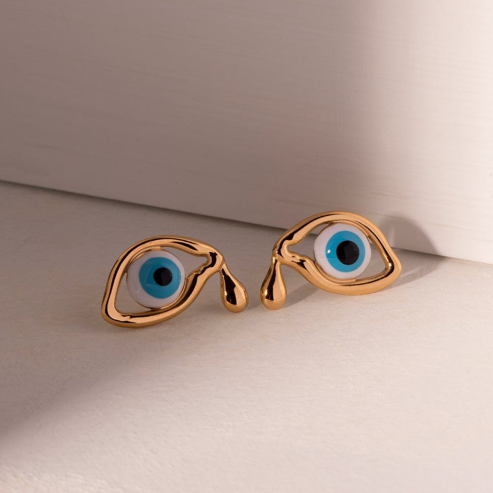 Ohrringe "Nazime" Evil Eye in Edelstahl - 18k vergoldet | Shop Nory