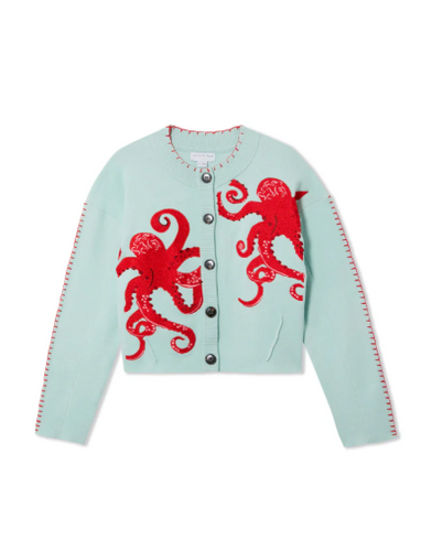 Strandstrick-Cardigan mit nautischem Oktopus-Design