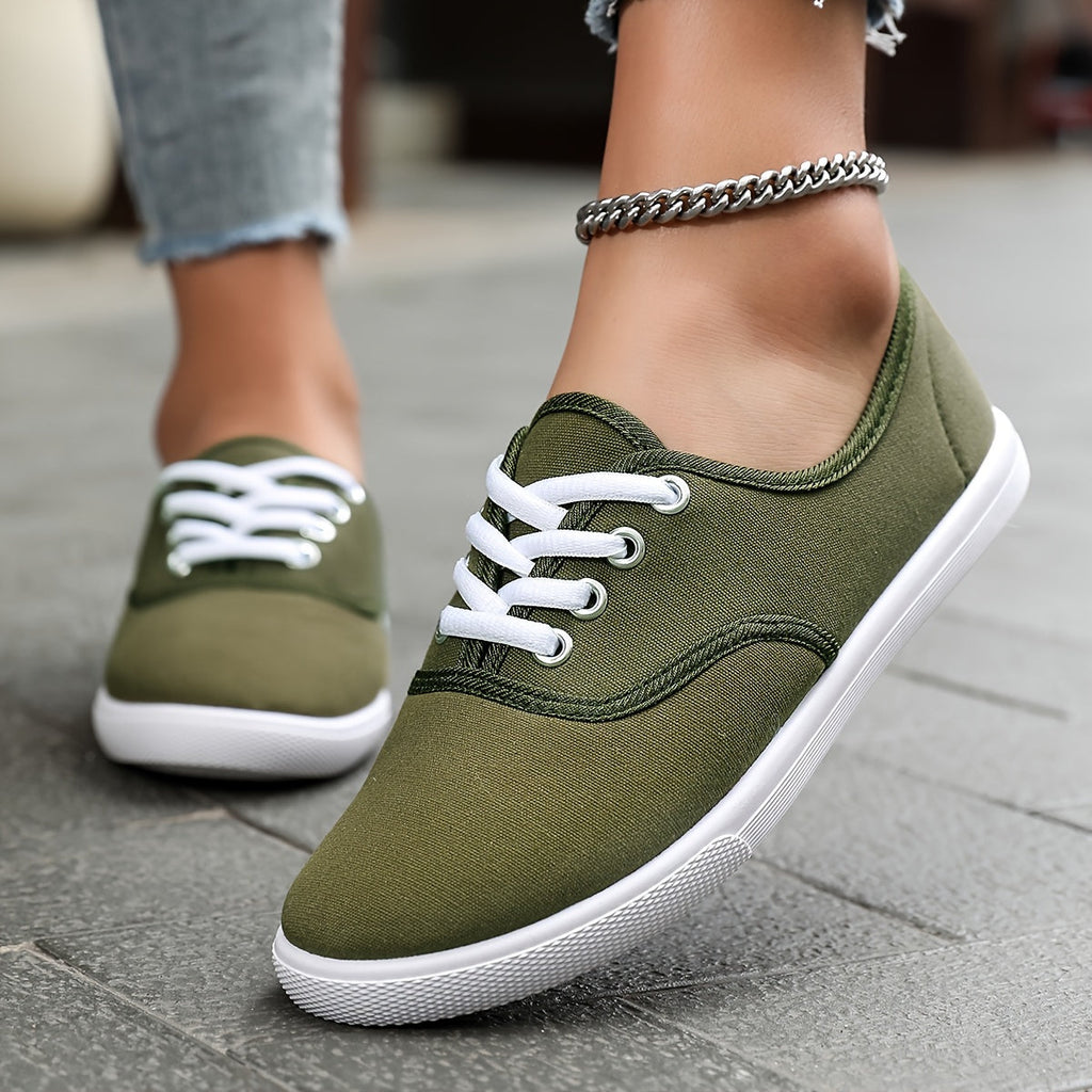 Bequeme Niedrige Canvas Schnürschuhe