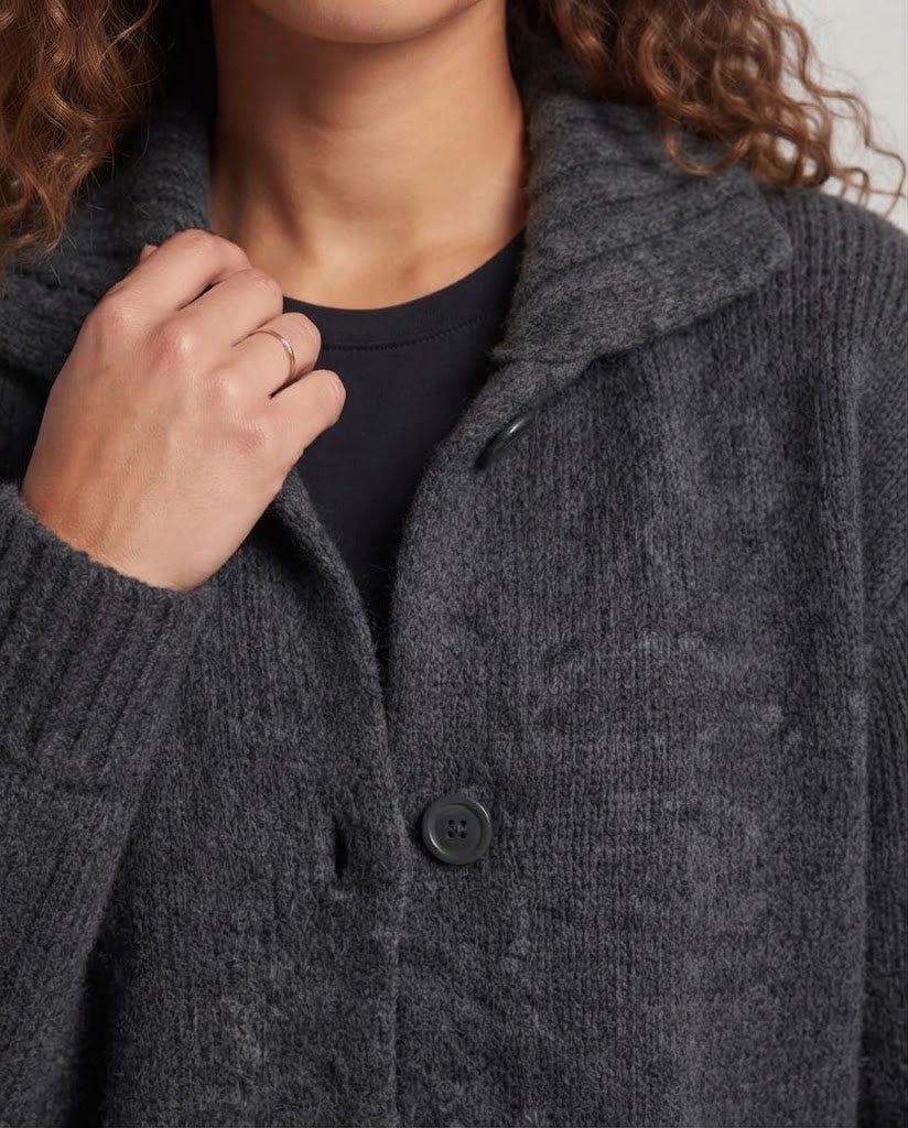 Damen Grobgestrickter Cardigan mit Schalkragen, großen Knöpfen und Eingrifftaschen Shop Nory