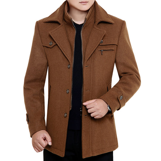 Herren Kurzmantel aus Wollmix mit Doppelverschluss und Reverskragen Shop Nory