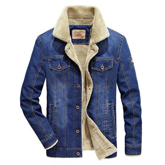 Herren Lässige Jeansjacke mit Teddyfutter Shop Nory