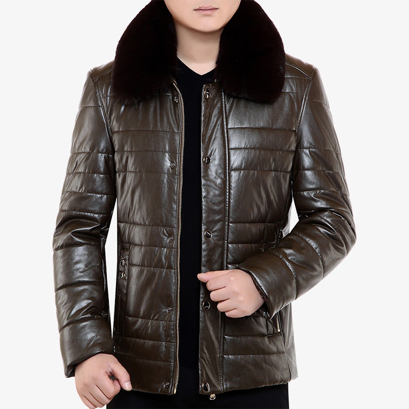 Herren Lederimitat-Steppjacke mit Kunstpelzkragen Shop Nory
