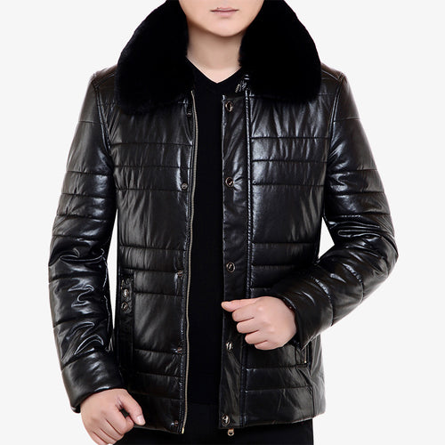 Herren Lederimitat-Steppjacke mit Kunstpelzkragen Shop Nory