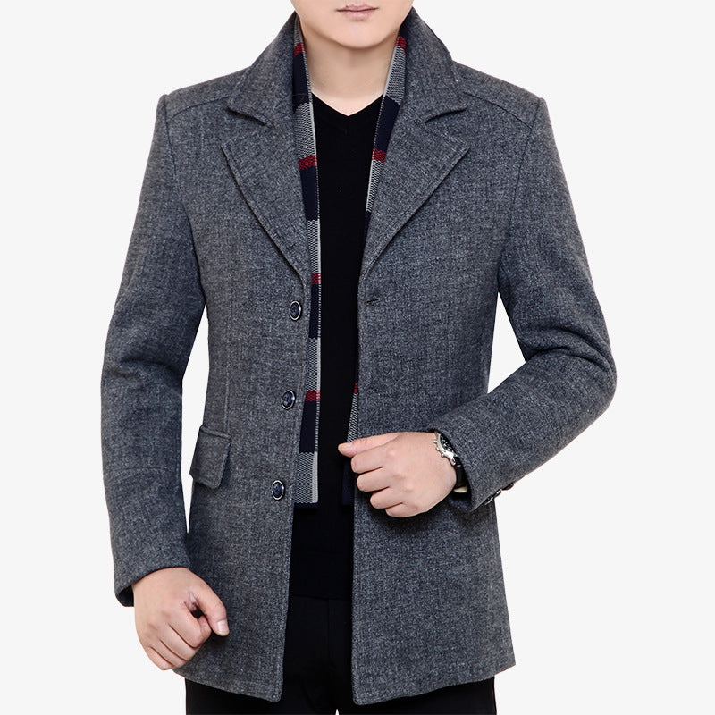 Herren Schmal geschnittener Wollmix-Kurzmantel mit feiner Struktur und Pattentaschen Shop Nory