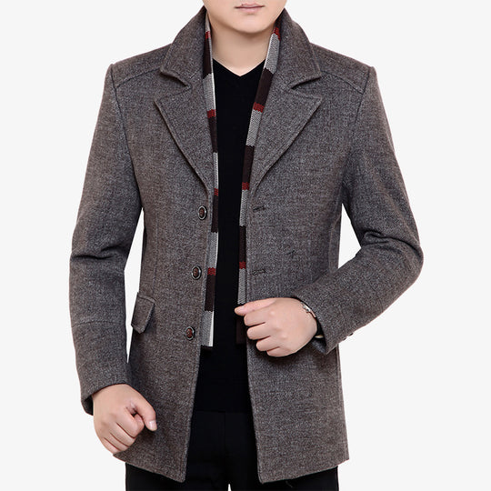Herren Schmal geschnittener Wollmix-Kurzmantel mit feiner Struktur und Pattentaschen Shop Nory