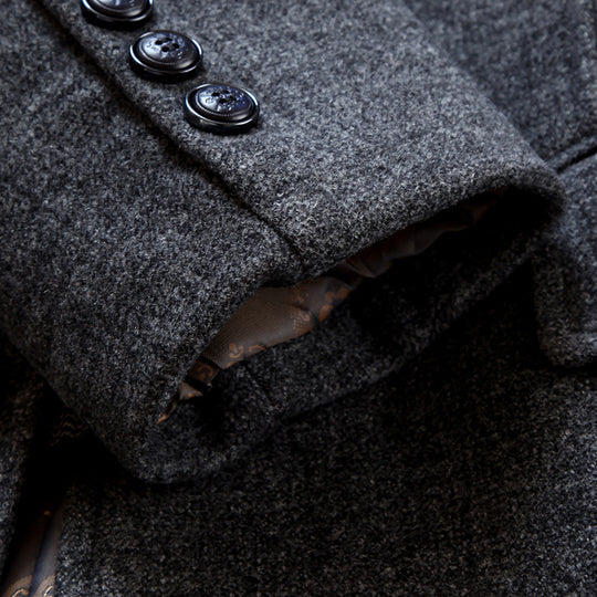 Herren Schmal geschnittener Wollmix-Kurzmantel mit feiner Struktur und Pattentaschen Shop Nory