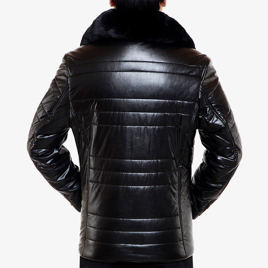 Herren Lederimitat-Steppjacke mit Kunstpelzkragen Shop Nory