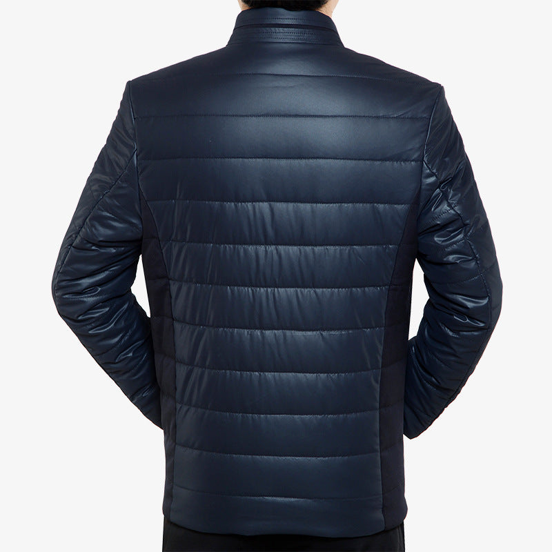 Herren Gepolsterte Steppjacke in Lederoptik mit Stehkragen und verdeckter Druckknopfleiste Shop Nory