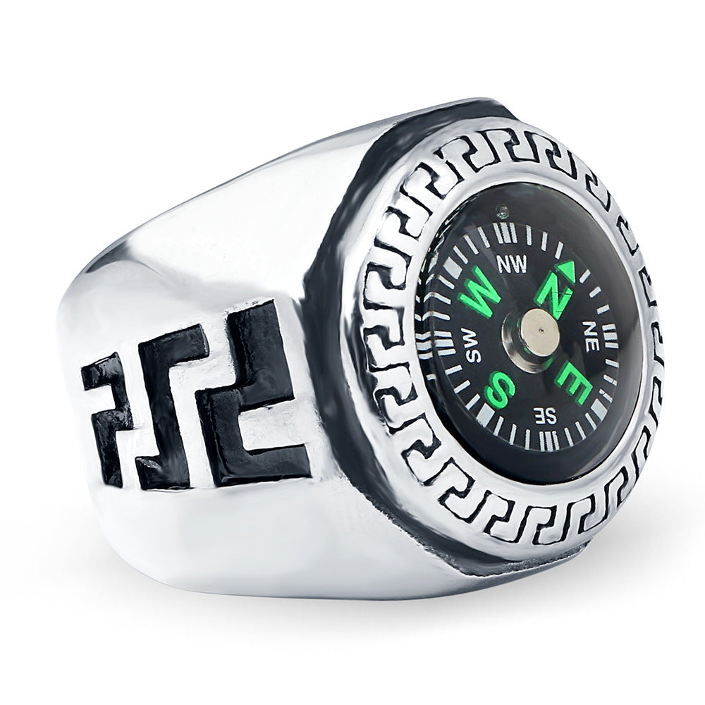 Herren Ring mit integriertem Kompass und kunstvollem Design Shop Nory