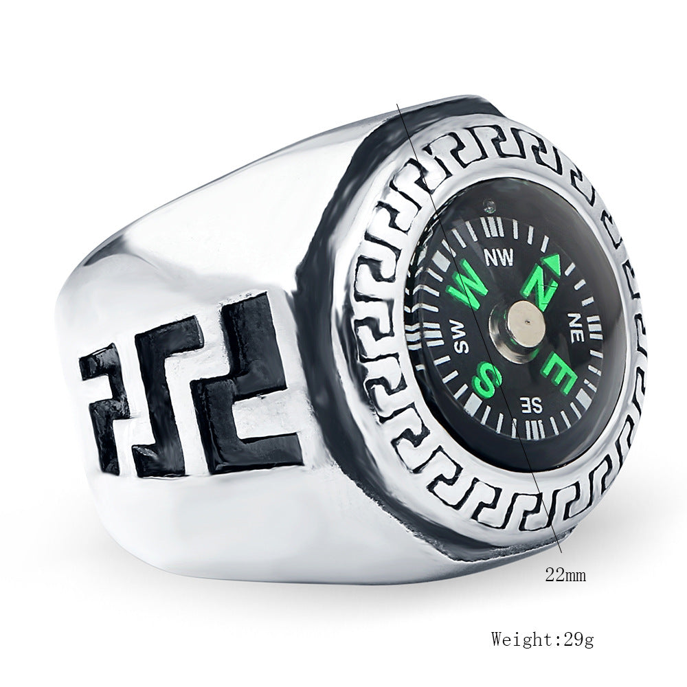 Herren Ring mit integriertem Kompass und kunstvollem Design Shop Nory