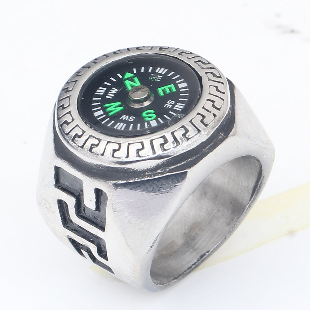 Herren Ring mit integriertem Kompass und kunstvollem Design Shop Nory