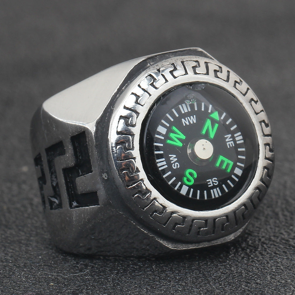 Herren Ring mit integriertem Kompass und kunstvollem Design Shop Nory