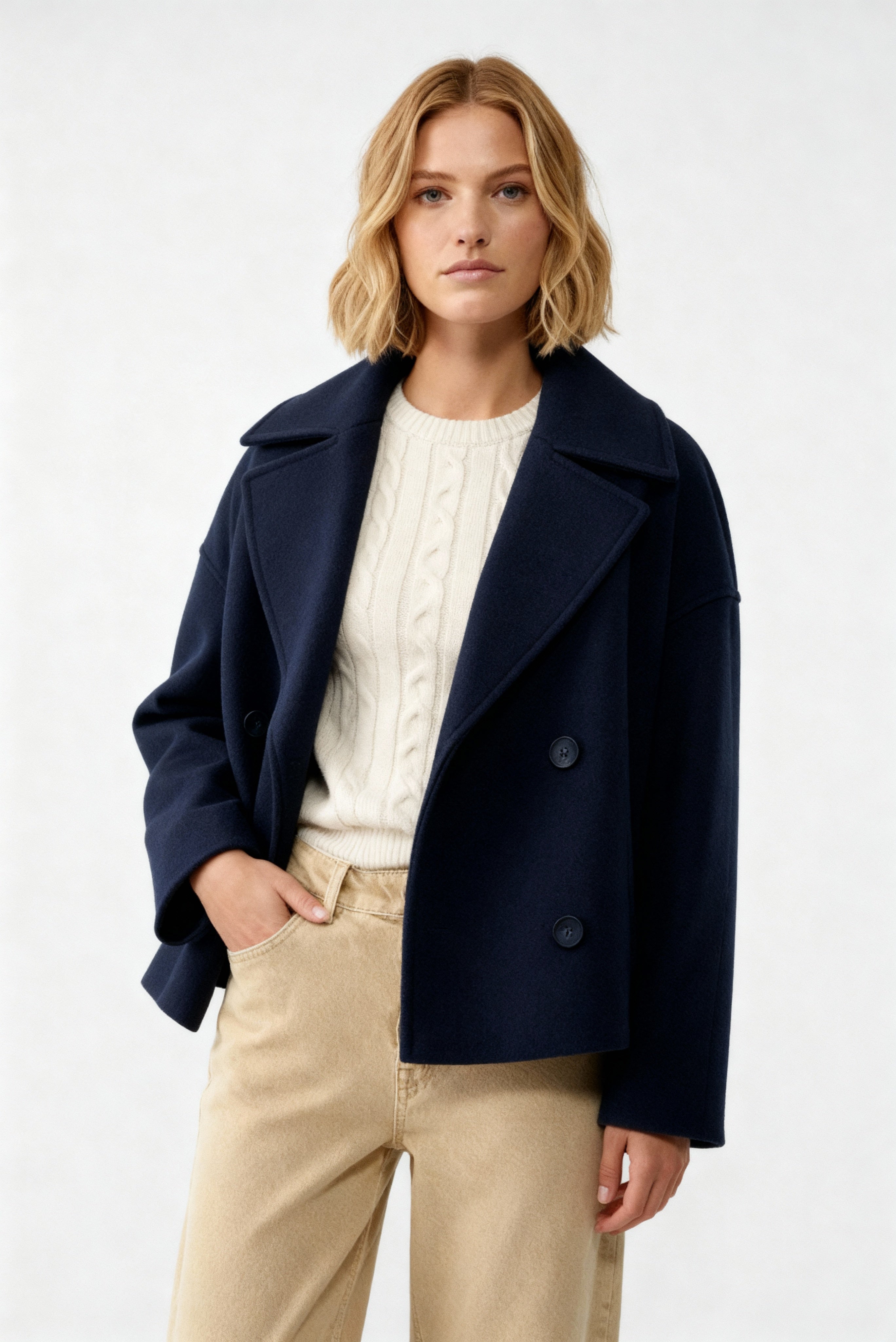 ShopNory | Jacke Kurz Doppelreiher Schicke Oberbekleidung