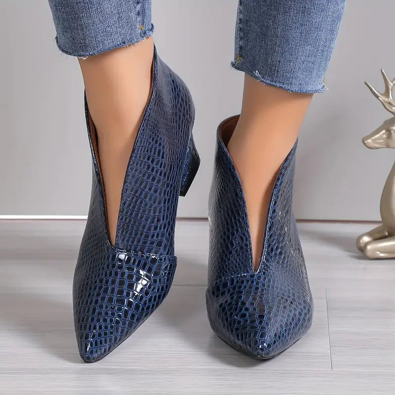 Glänzende Croco Print Stiefeletten