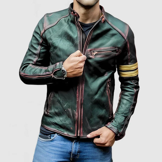 Stehkragen Farbe Block Biker Zip Up jacke