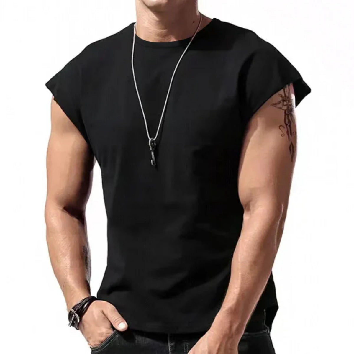 Einfarbiges Weste-T-Shirt