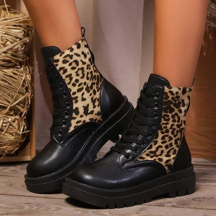 Damen Leoparden Martin Stiefel