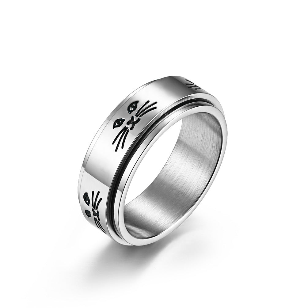 Roségold und silberne rotierende Angst Katze Ringe großartige Geschenkidee für Katzenliebhaber | Shop Nory