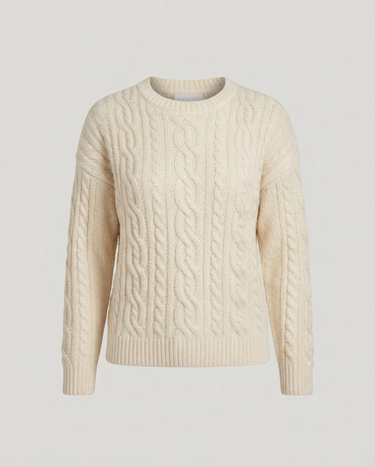Damen Grobstrickpullover mit Zopfmuster, Oversize‑Schnitt und Rundhalsausschnitt Shop Nory