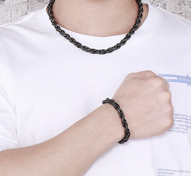 Männer Halskette schwarz, robust in Titaniumstahl | Shop Nory