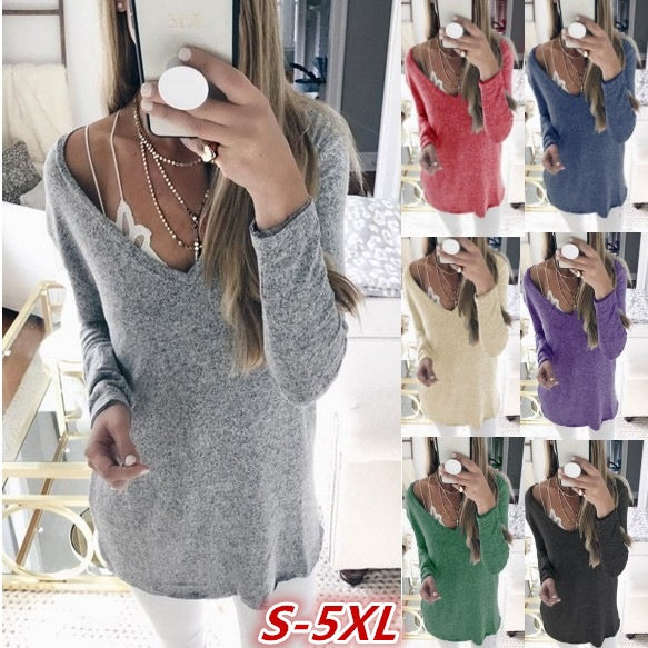 Damen feinstrick Tunika mit tiefem V-Ausschnitt und lässigem Oversized-Schnitt Shop Nory