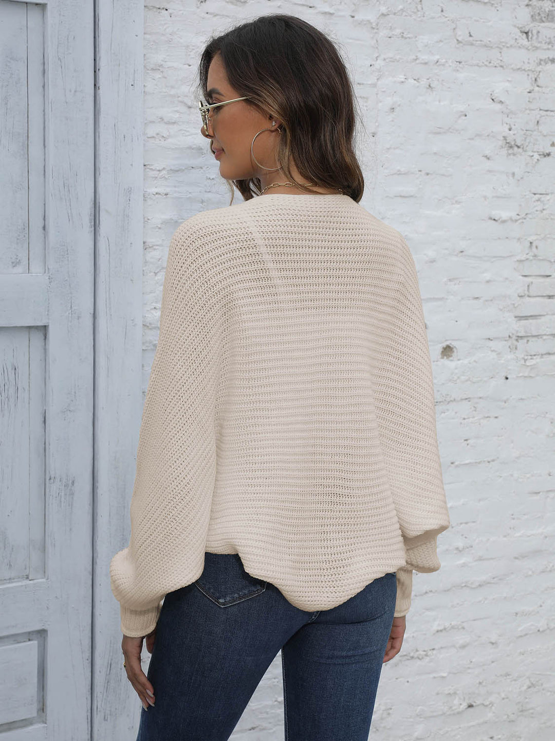 Bat Sleeve Offenes Front Kurzes Cardigan