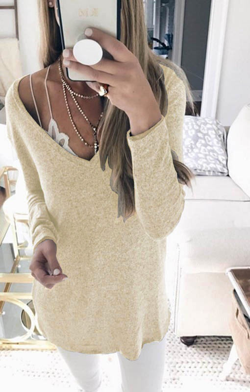Damen feinstrick Tunika mit tiefem V-Ausschnitt und lässigem Oversized-Schnitt Shop Nory