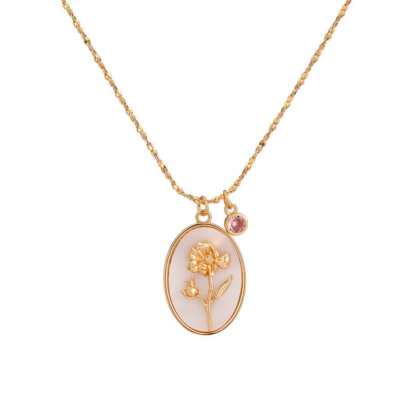 Geburtsstein- und Geburtsblumen-Halskette – Aurora | Shop Nory