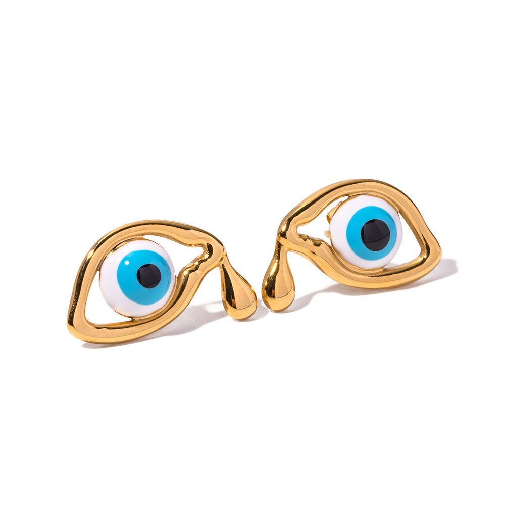 Ohrringe "Nazime" Evil Eye in Edelstahl - 18k vergoldet | Shop Nory