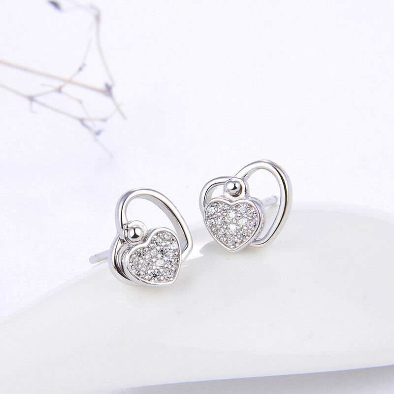 Ohrstecker Herz 925 Sterling Silber mit  Zirkonia besetzt | Shop Nory