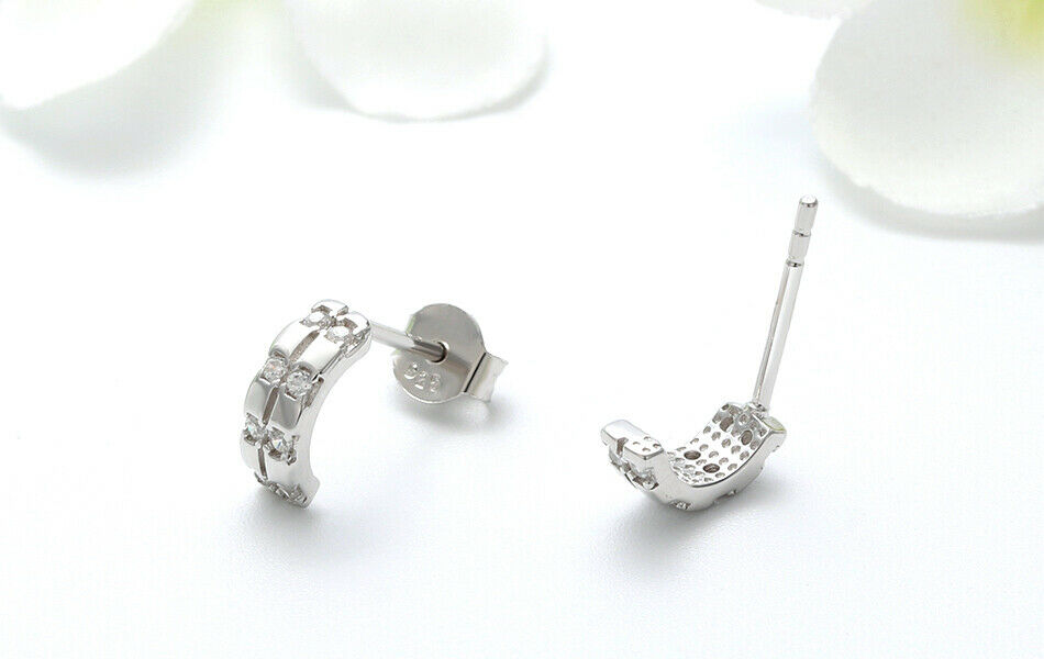 Creolen Ohrstecker  925 Sterling Silber mit Zirkonia besetzt | Shop Nory