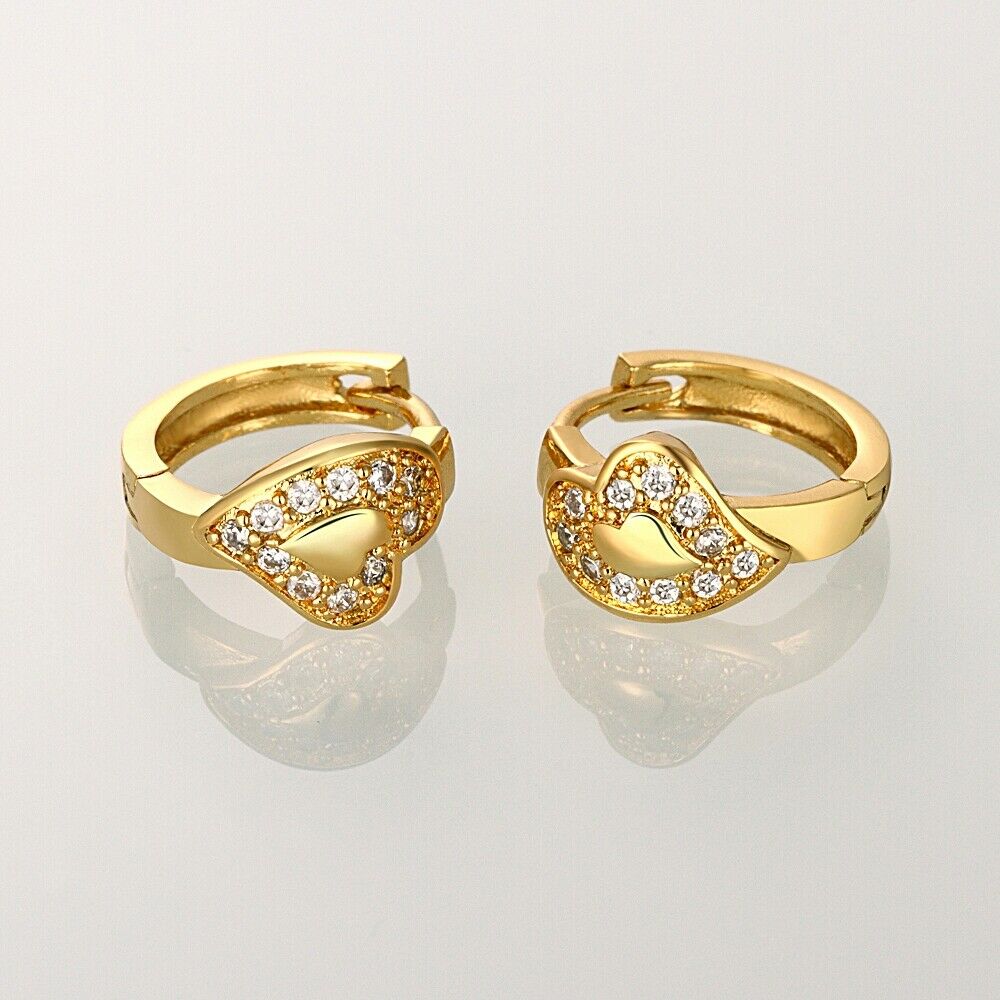 Creolen Ohrringe Gelbgold mit Cubic Zirkonia besetzt Herz KZCE048-A | Shop Nory