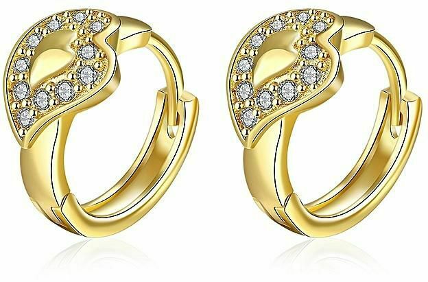 Creolen Ohrringe Gelbgold mit Cubic Zirkonia besetzt Herz KZCE048-A | Shop Nory