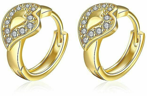 Creolen Ohrringe Gelbgold mit Cubic Zirkonia besetzt Herz KZCE048-A | Shop Nory