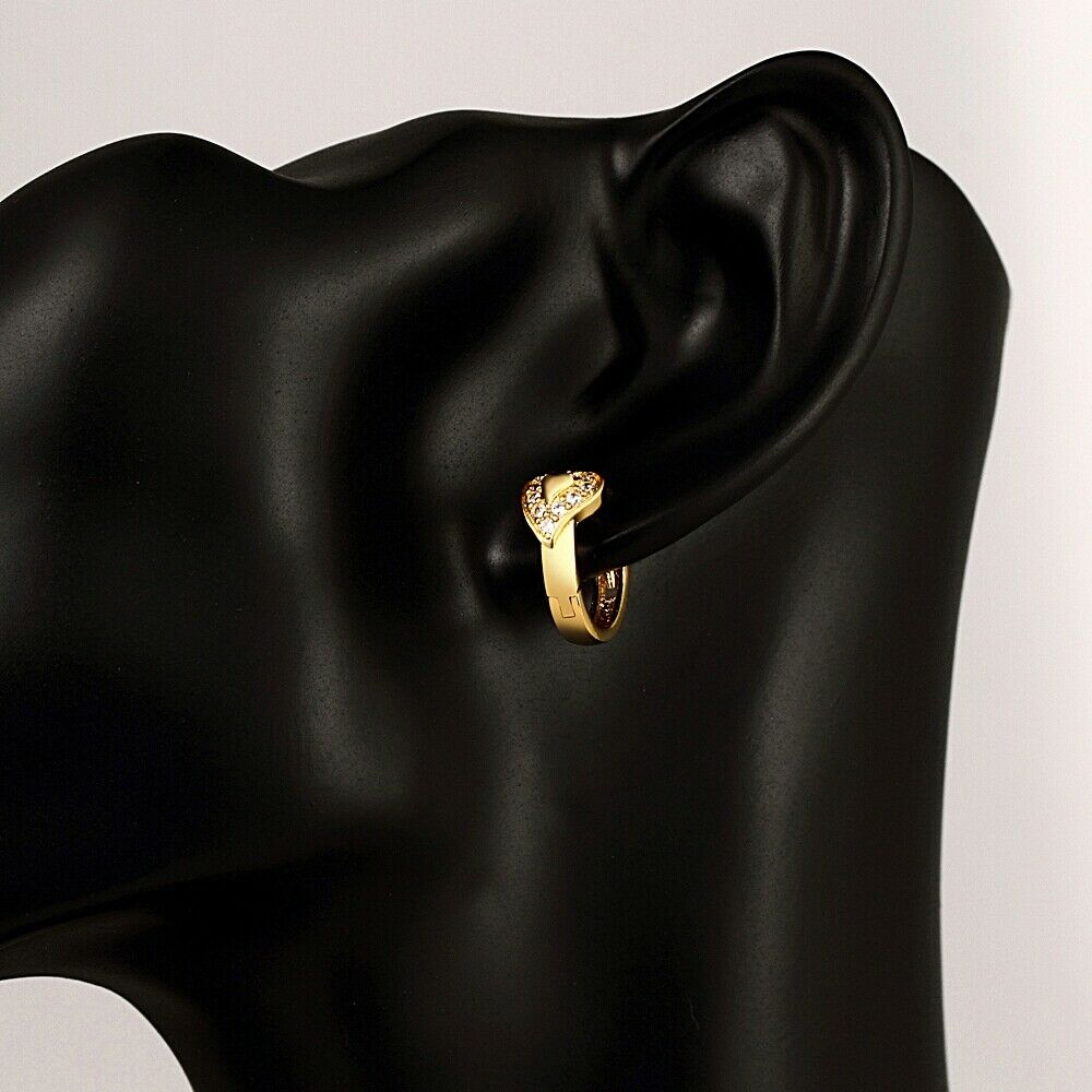 Creolen Ohrringe Gelbgold mit Cubic Zirkonia besetzt Herz KZCE048-A | Shop Nory