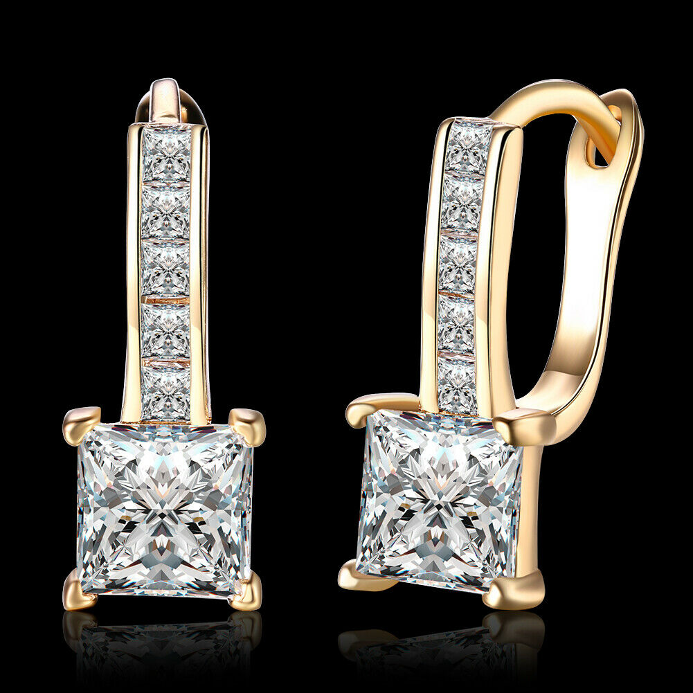 Creolen Ohrringe Ohrstecker Champagner Gold 18K vergoldet Zirkonia  KZCE115-E | Shop Nory