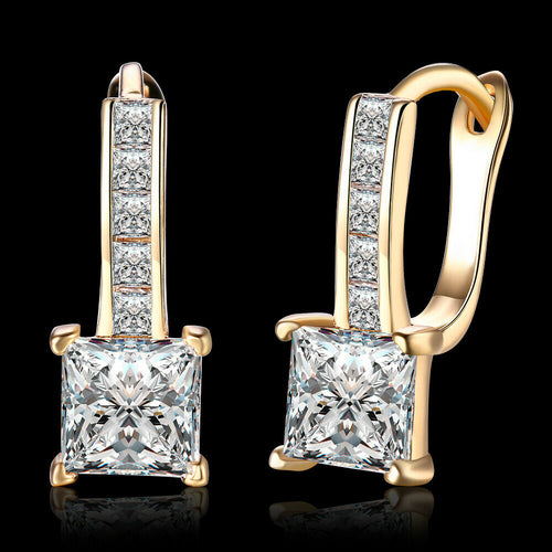 Creolen Ohrringe Ohrstecker Champagner Gold 18K vergoldet Zirkonia  KZCE115-E | Shop Nory