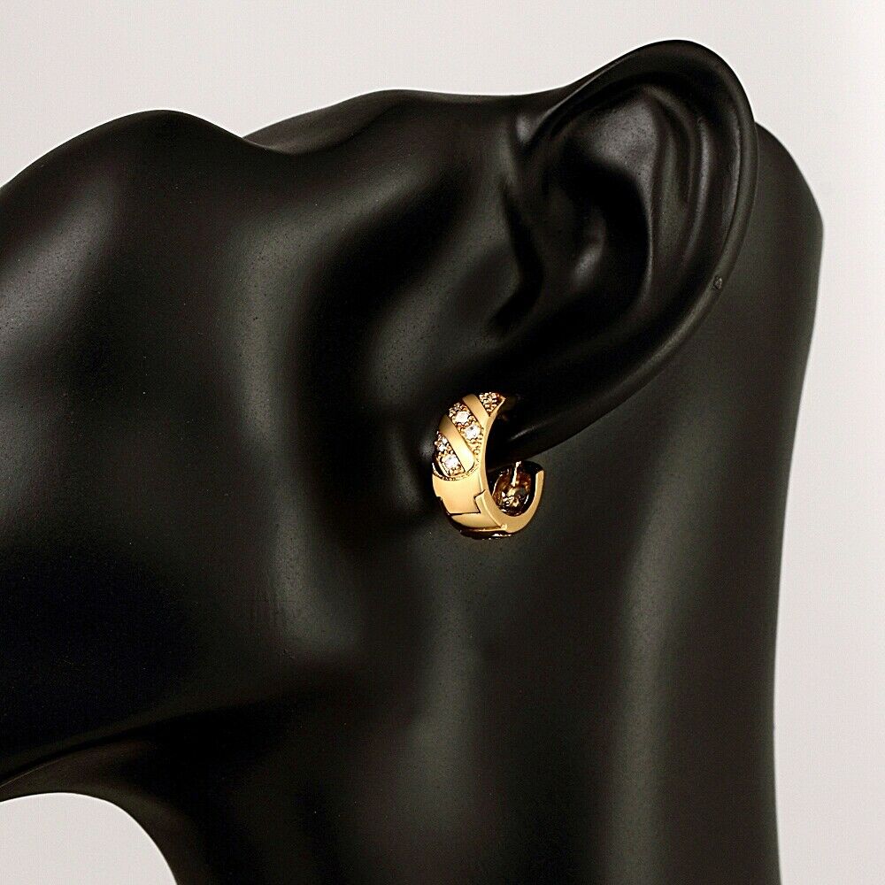 Creolen Ohrringe Gelbgold mit Cubic Zirkonia KZCE035-A | Shop Nory