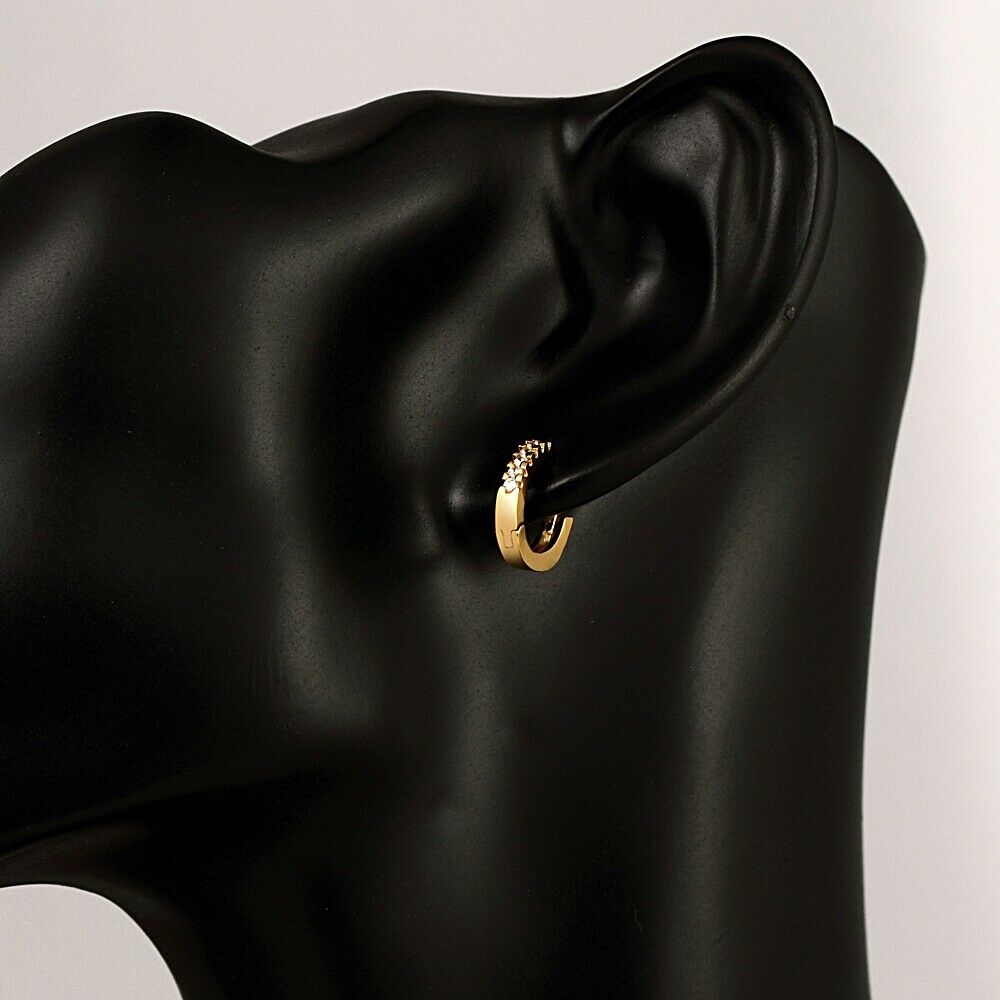Creolen Ohrringe Zirkonia Damen Schmuck Gold Klapp Blogger Design Ohrschmuck | Shop Nory