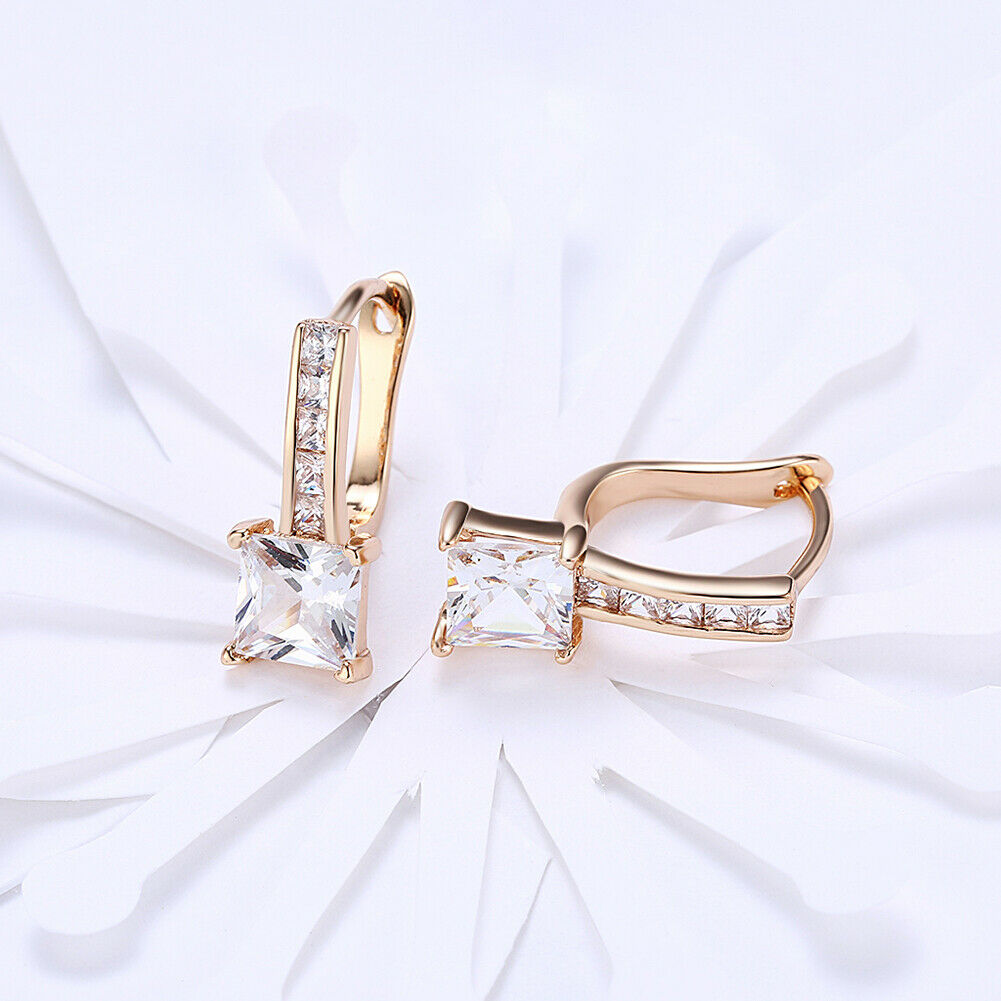 Creolen Ohrringe Ohrstecker Champagner Gold 18K vergoldet Zirkonia  KZCE115-E | Shop Nory