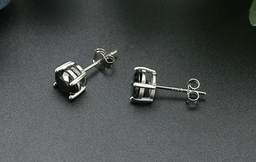 1 Paar runde Ohrstecker 925er Sterlingsilber Cubic Zirkonia schwarz | Shop Nory