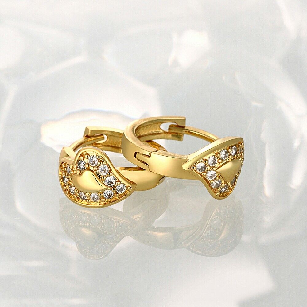 Creolen Ohrringe Gelbgold mit Cubic Zirkonia besetzt Herz KZCE048-A | Shop Nory