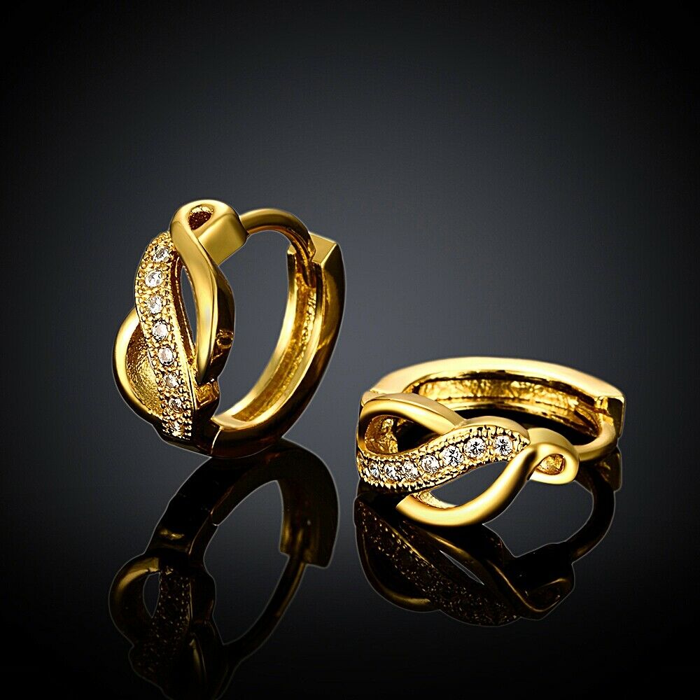 Creolen Ohrringe Ohrhänger Zirkonia Damen Schmuck 18K Gold Herz Ohrschmuck KZCE050-A | Shop Nory
