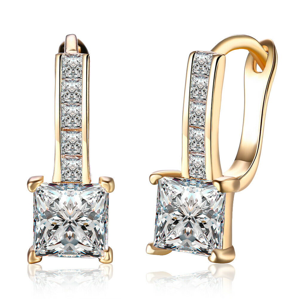 Creolen Ohrringe Ohrstecker Champagner Gold 18K vergoldet Zirkonia  KZCE115-E | Shop Nory