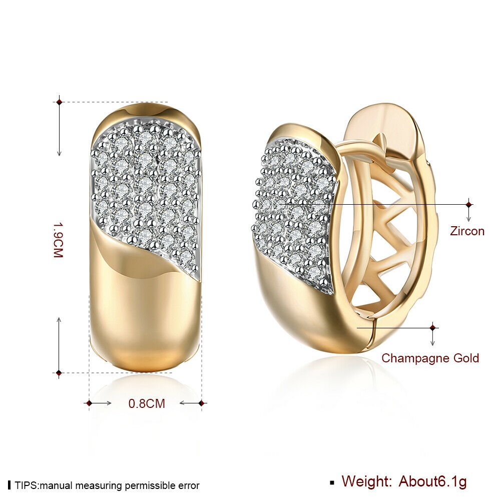 Luxus Creole Ohrringe und  Zirkonia weiß Champagner Gold 18K vergoldet KZCE138-E | Shop Nory